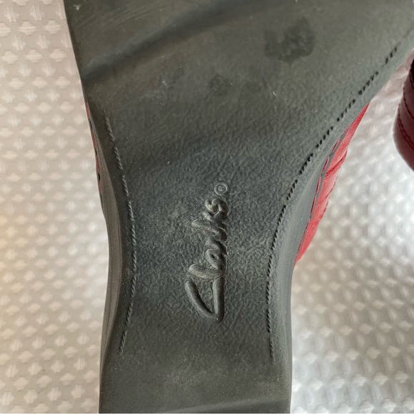 CLARKS Hayla Marina Wine Red Leather Slip-On Comfort Mules Women's Size 8M #721 - Picture 6 of 15